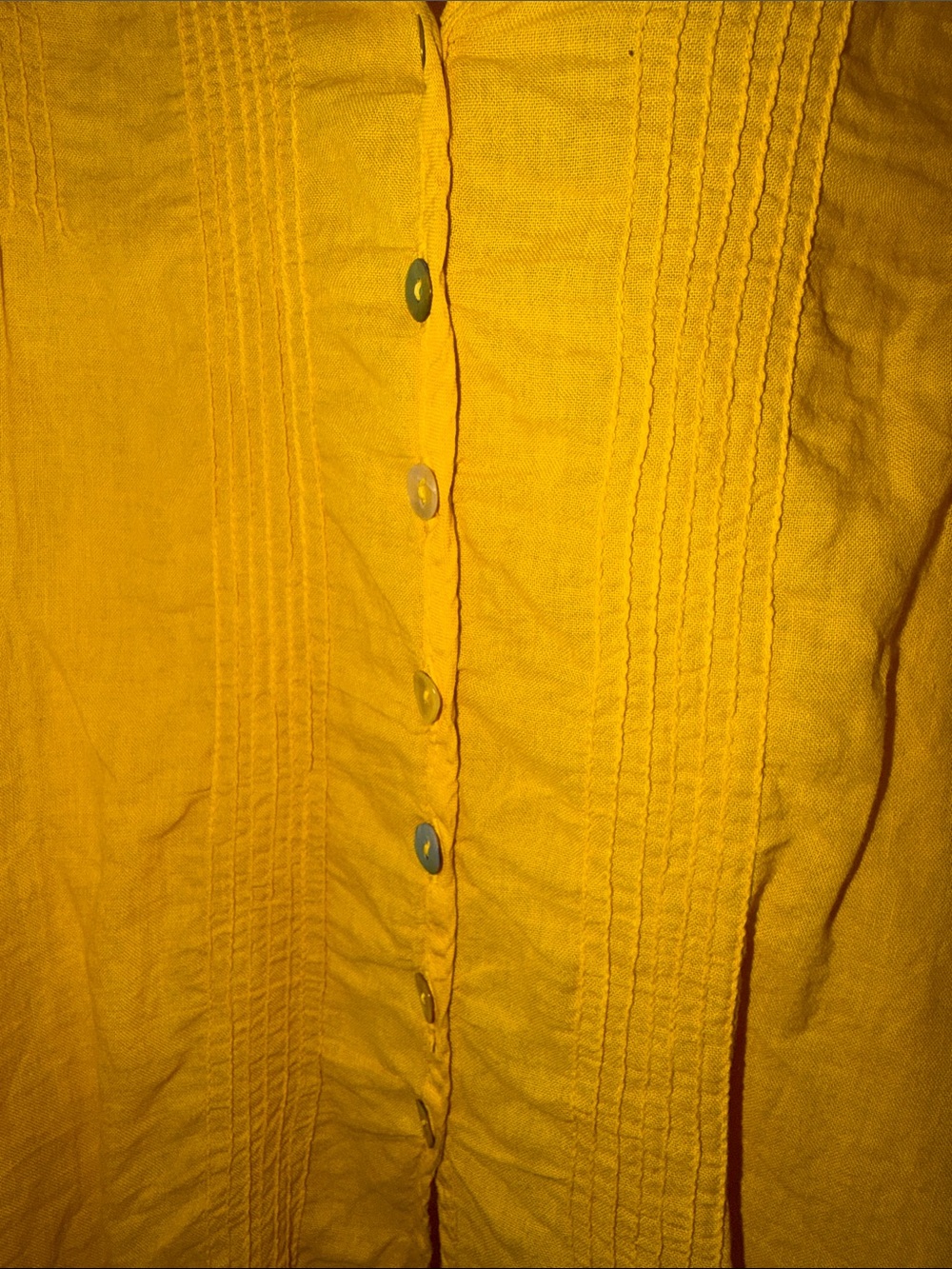 JP and Mattie Mustard Ruffle V-Neck Button Blouse - Picture 2 of 7
